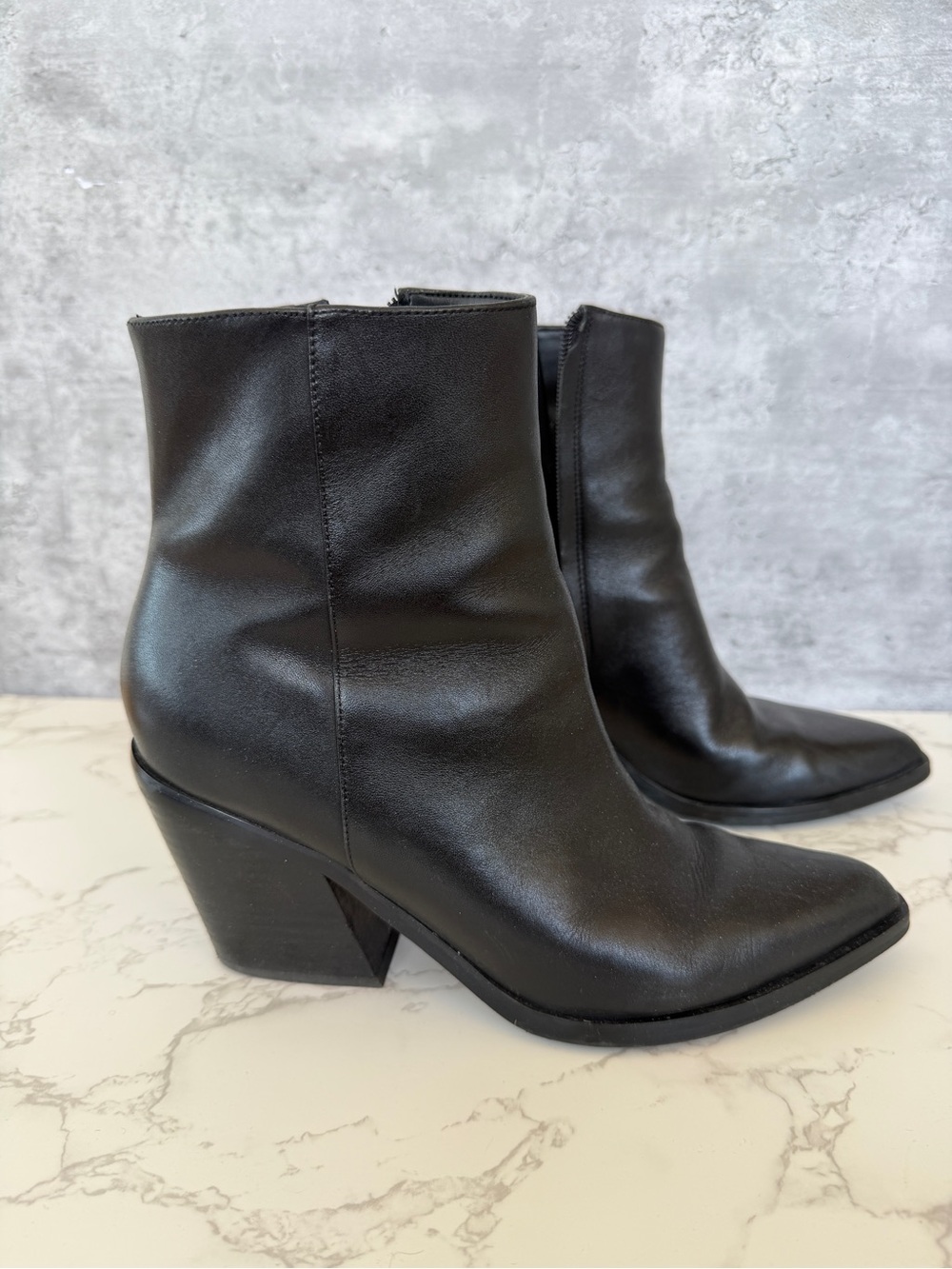 Marc Fisher Black Pointed Toe Ankle Booties - Picture 2 of 3